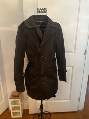 Sandro Men's Double-Breasted Trench Coat - Dark Brown